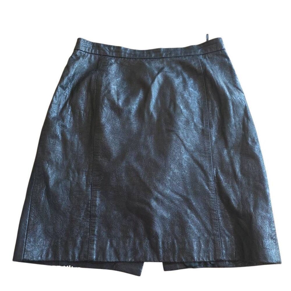 Vintage Escada margaretha ley womens Sz 38 US S black nappa leather skirt